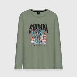 Лонгслив хлопковый мужской Скибиди туалет и титан, цвет: авокадо
