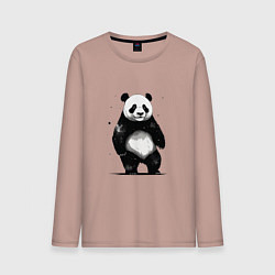 Лонгслив хлопковый мужской Панда стоит, цвет: пыльно-розовый