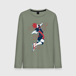 Лонгслив хлопковый мужской Хината Шое - Волейбол, цвет: авокадо