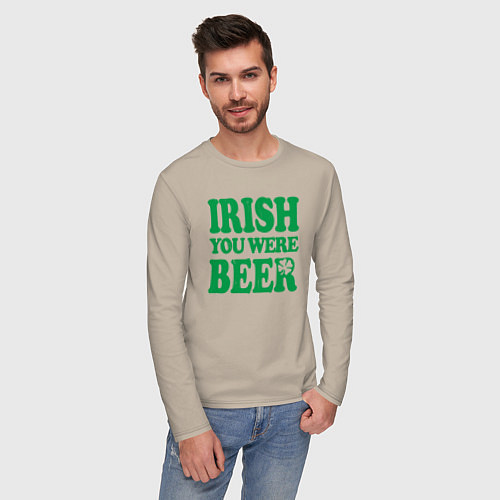 Мужской лонгслив Irish you were beer / Миндальный – фото 3