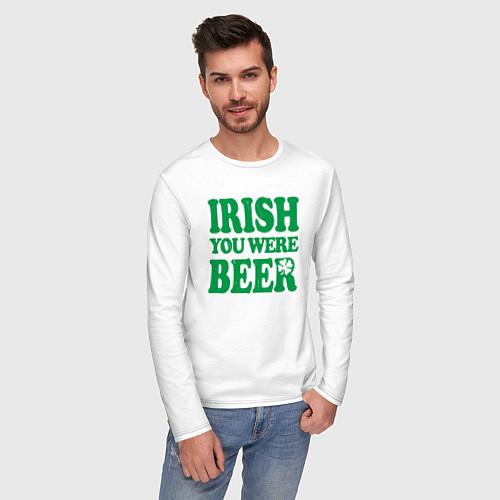 Мужской лонгслив Irish you were beer / Белый – фото 3