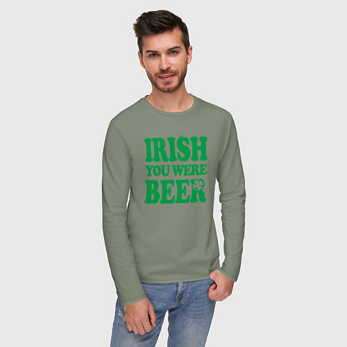 Мужской лонгслив Irish you were beer / Авокадо – фото 3