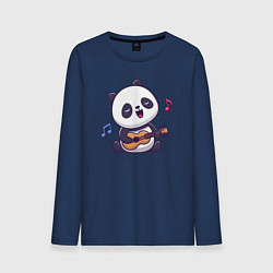Лонгслив хлопковый мужской Панда с гитарой, цвет: тёмно-синий