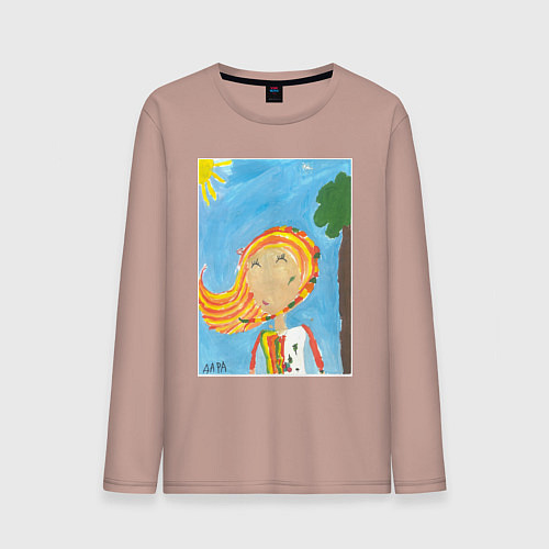 Мужской лонгслив Счастливая весна / Пыльно-розовый – фото 1