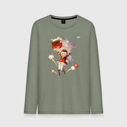 Лонгслив хлопковый мужской Кли из Геншин Импакт, цвет: авокадо