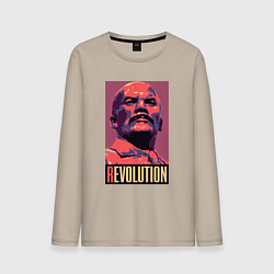 Лонгслив хлопковый мужской Lenin revolution, цвет: миндальный