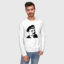 Лонгслив хлопковый мужской Ленин в кепке, цвет: белый — фото 2