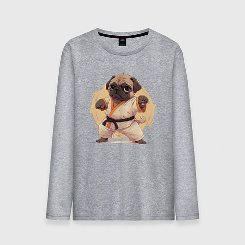 Мужской лонгслив Карате мопс / Меланж – фото 1