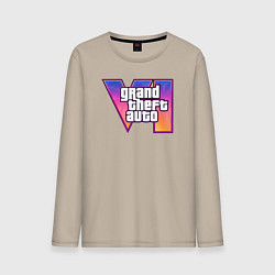 Лонгслив хлопковый мужской GTA 6 logo, цвет: миндальный