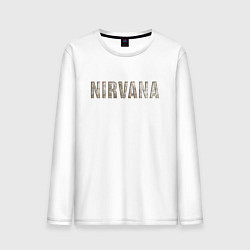 Лонгслив хлопковый мужской Nirvana grunge text, цвет: белый