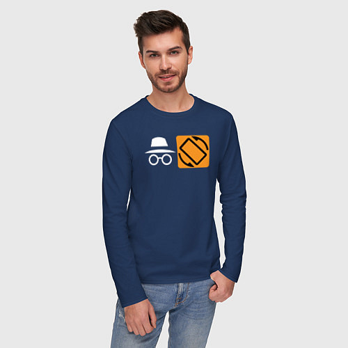Мужской лонгслив Иконки с намеком / Тёмно-синий – фото 3