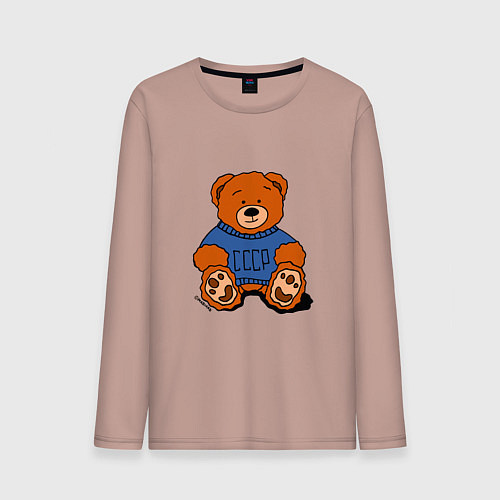 Мужской лонгслив Плюшевый мишка из СССР / Пыльно-розовый – фото 1