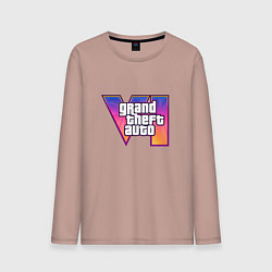 Лонгслив хлопковый мужской GTA VI logo, цвет: пыльно-розовый
