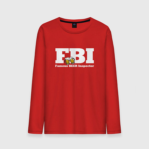 Мужской лонгслив FBI - beer inspector / Красный – фото 1
