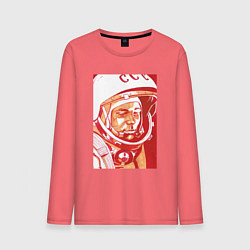 Лонгслив хлопковый мужской Gagarin in red, цвет: коралловый