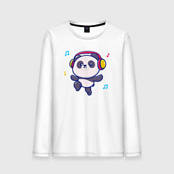 Лонгслив хлопковый мужской Music panda, цвет: белый