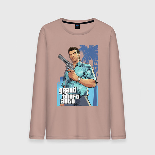 Мужской лонгслив GTA - Томми Версетти / Пыльно-розовый – фото 1
