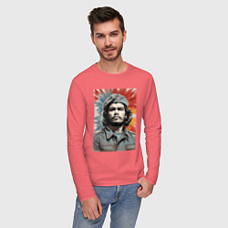 Лонгслив хлопковый мужской Портрет Че Гевара, цвет: коралловый — фото 2