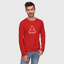 Лонгслив хлопковый мужской 30 Seconds to mars логотип треугольник, цвет: красный — фото 2