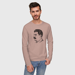 Лонгслив хлопковый мужской Сталин в профиль, цвет: пыльно-розовый — фото 2