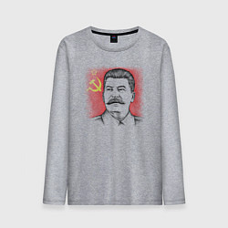 Лонгслив хлопковый мужской Сталин с флагом СССР, цвет: меланж