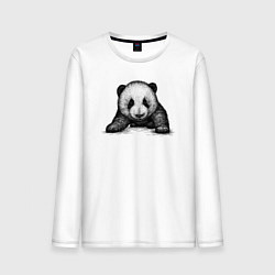 Лонгслив хлопковый мужской Панда детеныш, цвет: белый