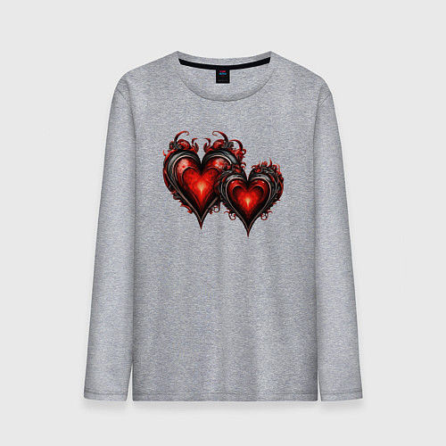 Мужской лонгслив Пламенные сердца / Меланж – фото 1