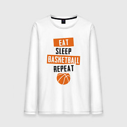 Лонгслив хлопковый мужской Eat sleep basketball, цвет: белый