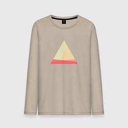 Лонгслив хлопковый мужской Абстрактные цветные треугольники, цвет: миндальный