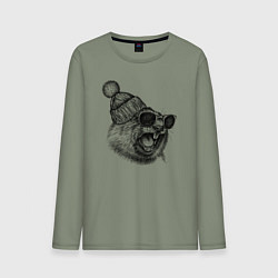 Лонгслив хлопковый мужской Орущий суслик-хипстер, цвет: авокадо