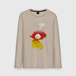 Лонгслив хлопковый мужской Осетия и герб, цвет: миндальный