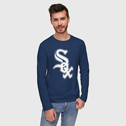 Лонгслив хлопковый мужской Chicago white sox - baseball, цвет: тёмно-синий — фото 2