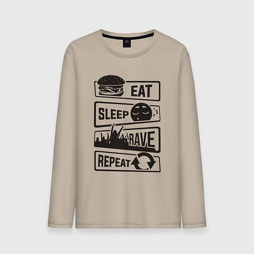 Мужской лонгслив Еасть спать рейв / Миндальный – фото 1