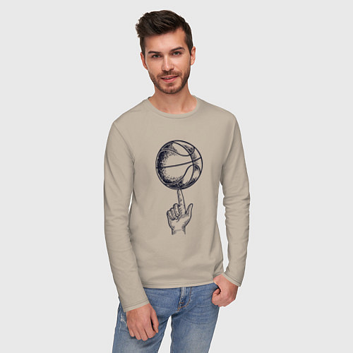 Мужской лонгслив Finger ball / Миндальный – фото 3