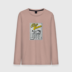 Лонгслив хлопковый мужской New Jeans k-band, цвет: пыльно-розовый