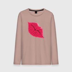 Лонгслив хлопковый мужской Розовые губки, цвет: пыльно-розовый