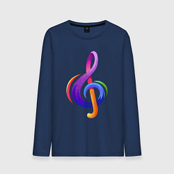 Лонгслив хлопковый мужской Скрипичный ключ в цвете, цвет: тёмно-синий