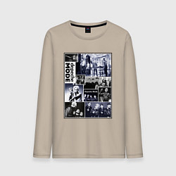 Лонгслив хлопковый мужской Depeche Mode - Collage, цвет: миндальный