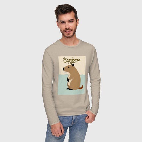 Мужской лонгслив Капибара в стиле Джона Классена / Миндальный – фото 3