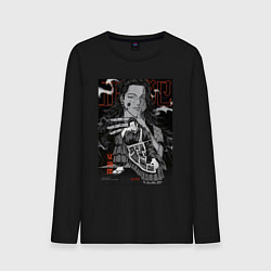 Лонгслив хлопковый мужской Сугуру Гето сидит - Магическая битва, цвет: черный