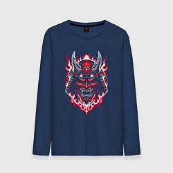 Лонгслив хлопковый мужской Samurai mask demon, цвет: тёмно-синий