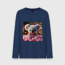 Лонгслив хлопковый мужской Игрушечная коала и надпись: зато я очень красивый, цвет: тёмно-синий