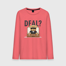 Лонгслив хлопковый мужской Плюшевый мишка деловой, цвет: коралловый