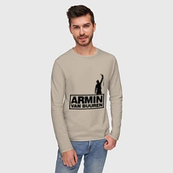 Лонгслив хлопковый мужской Armin van buuren, цвет: миндальный — фото 2