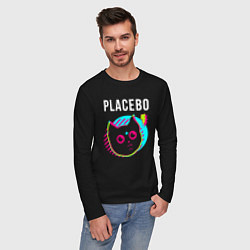 Лонгслив хлопковый мужской Placebo rock star cat, цвет: черный — фото 2