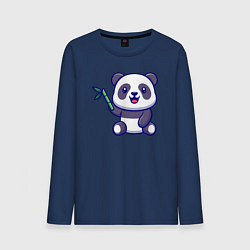 Лонгслив хлопковый мужской Панда и бамбук, цвет: тёмно-синий