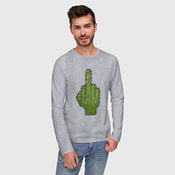 Лонгслив хлопковый мужской Cactus fuck, цвет: меланж — фото 2