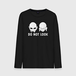 Лонгслив хлопковый мужской Белый пришелец - do not look, цвет: черный