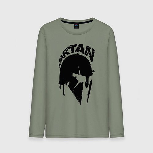 Мужской лонгслив Спартанец - шлем / Авокадо – фото 1