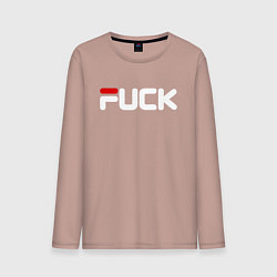 Лонгслив хлопковый мужской Fck - brand title, цвет: пыльно-розовый